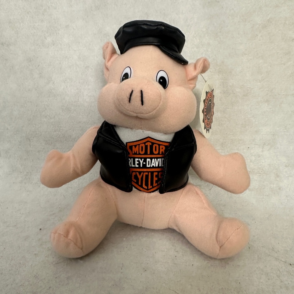 Harley-Davidson Stuffed Leather Pig New with tags 7" x 6.5" x 4"
